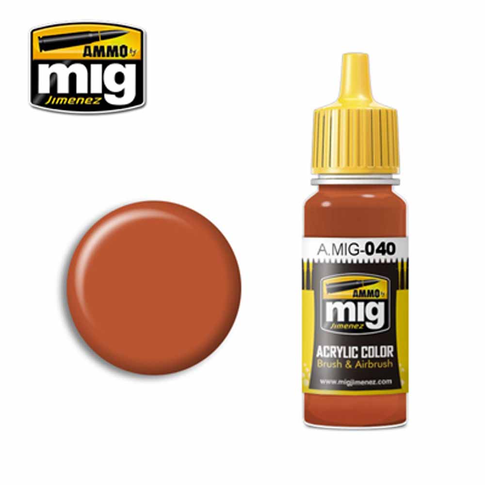 Ammo by MIG Medium Rust Acrylic waterbased colour 17ml A.MIG-040