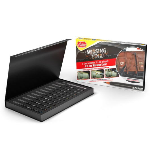 Ammo by MIG 1070 Missing Link Trains Set Watercolor Brush Tip Marker Set 12pcs