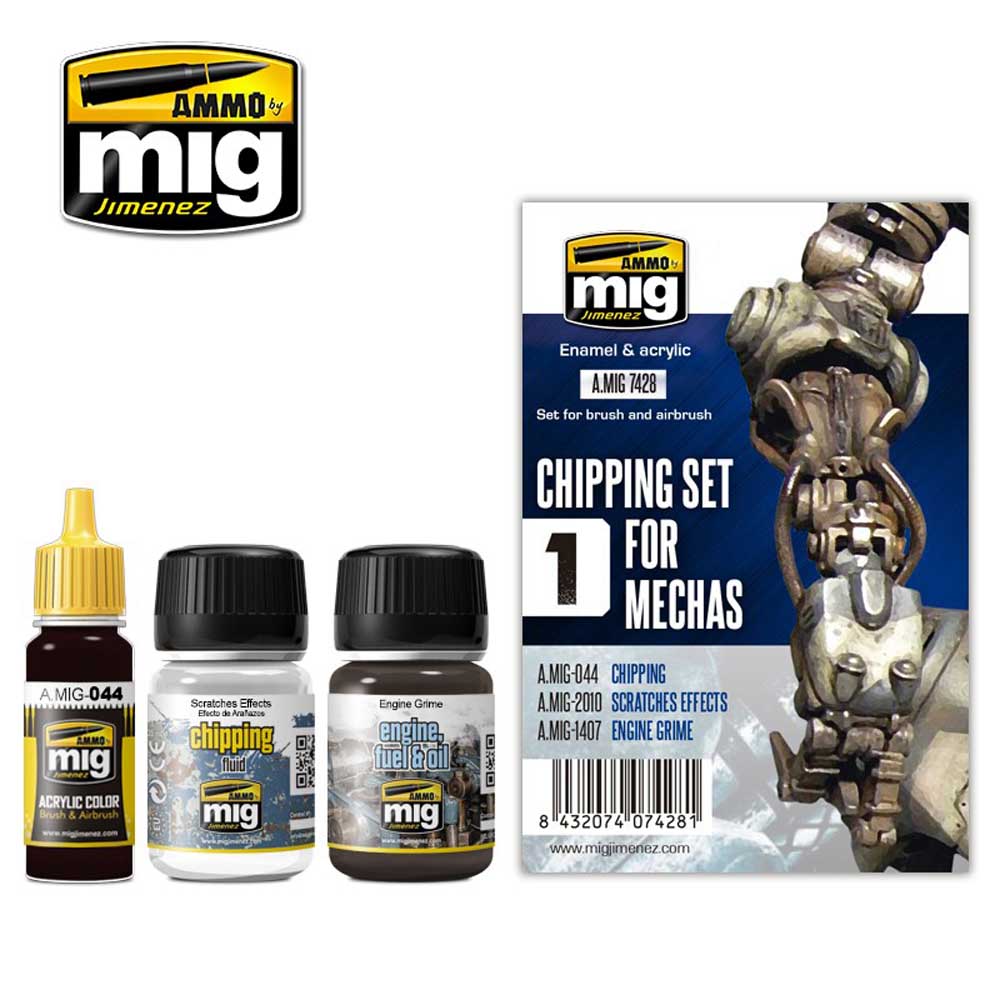 Ammo by Mig Chipping Set For Mechas For Model Kits Mig 7428