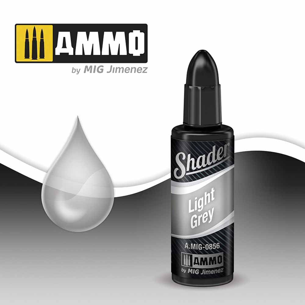 Ammo by MIG Light Grey Shader Acrylic Based Paint For Airbrush 10ml A.MIG-856