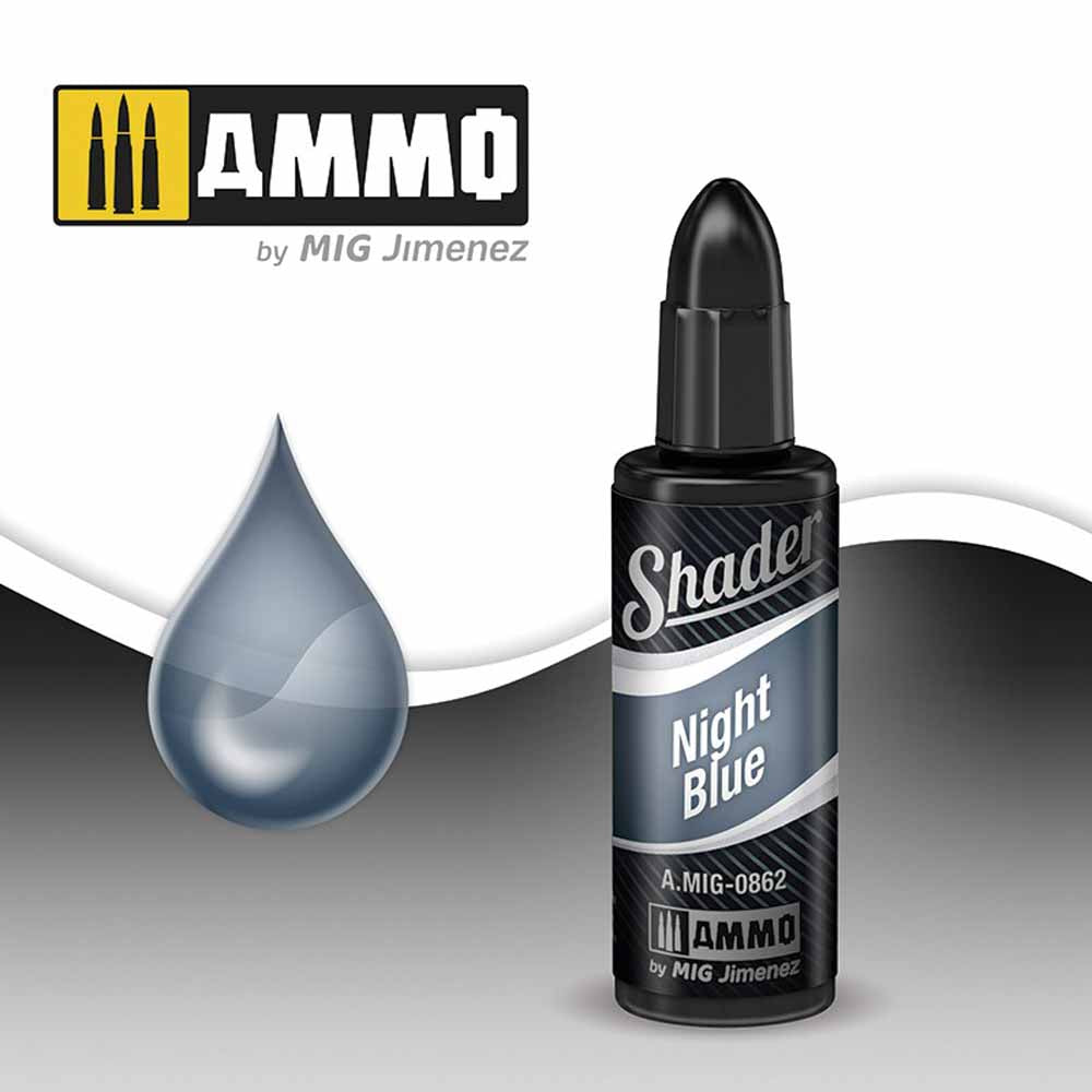 Ammo by MIG Night Blue Shader Acrylic Based Paint For Airbrush 10ml A.MIG-862