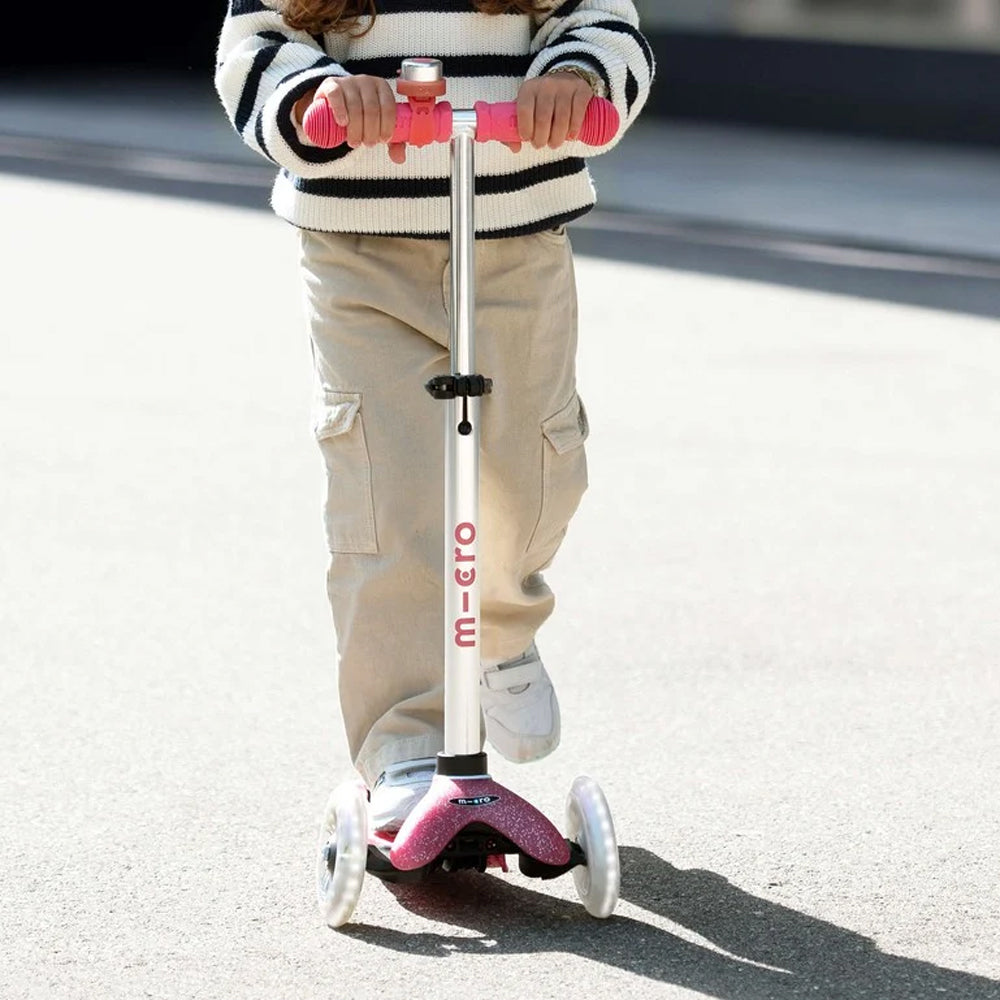 Glitter Pink Mini Micro Deluxe Scooter with LED Light-Up Wheels Age 2-5 MMD208