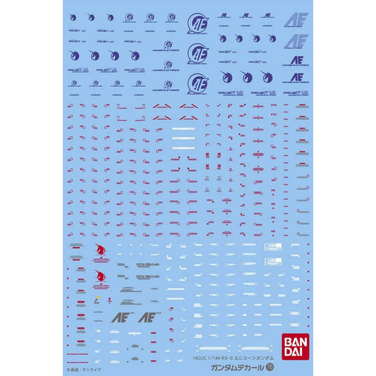 Bandai HG Gunpla 76 Unicorn Gundam Decal Sheet 57514