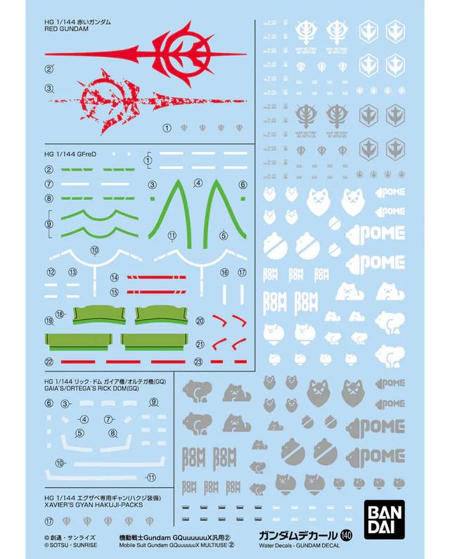 Bandai Gundam Decal 140 GQuuuuuuX Multiuse 2 Sheet MK68692