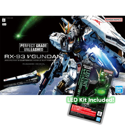 Bandai PG Unleashed RX-93 v Nu Gundam 1:60 Kit with LED Light System Bundle