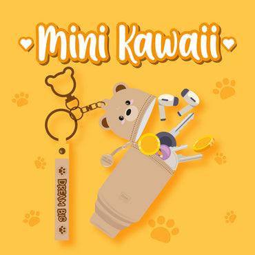 Legami Mini Kawaii Coin Purse Case Keyring - Teddy Bear