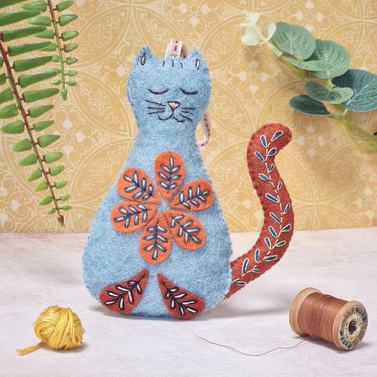 Corinne Lapierre Folk Embroidered Cat Felt Craft Mini Kit