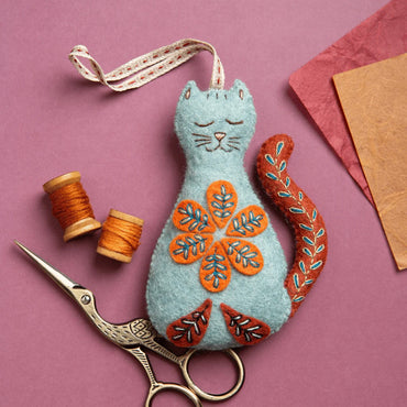 Corinne Lapierre Folk Embroidered Cat Felt Craft Mini Kit