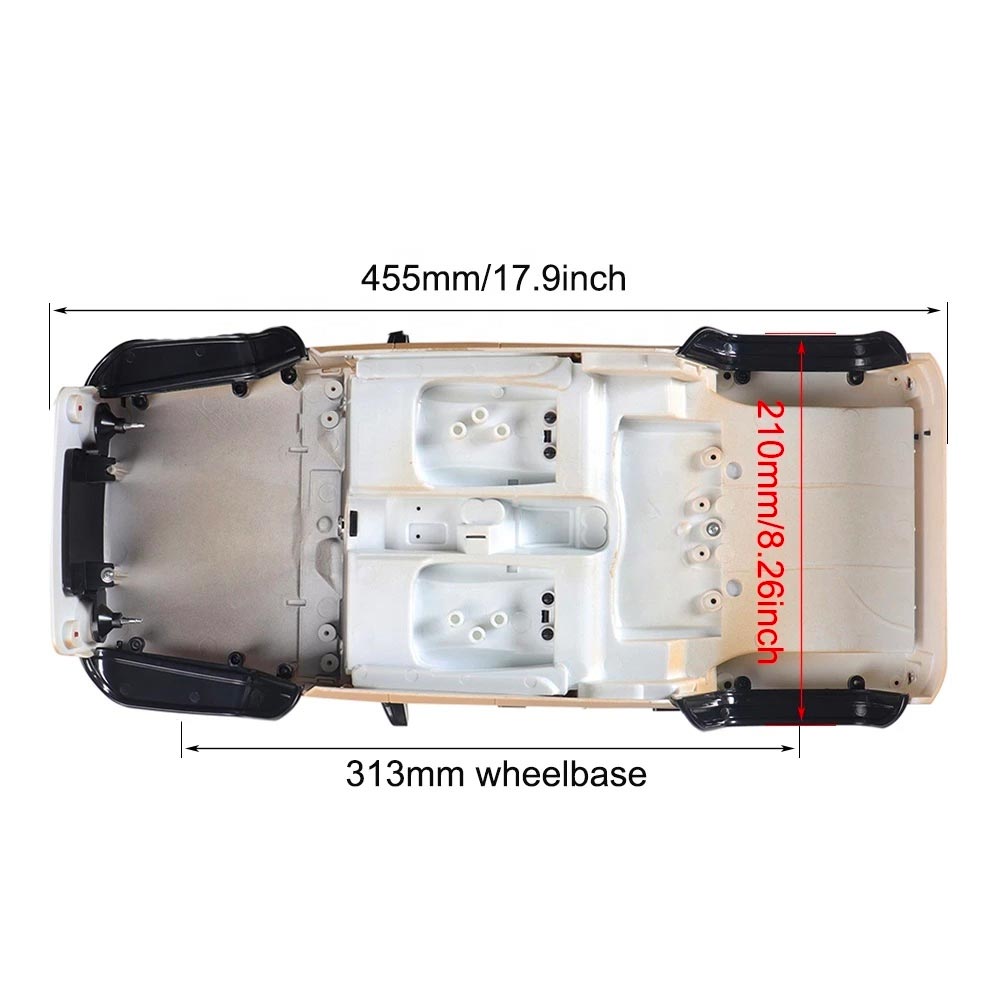Yellow Jeep Wrangler 1:10 Axial SCX10 Bodyshell & Interior RC Car Upgrade Kit