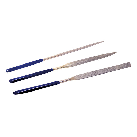 Model Maker Diamond Files Set (3 Pcs - Flat, Half Round & Round - 140mm) Model Tool MM007
