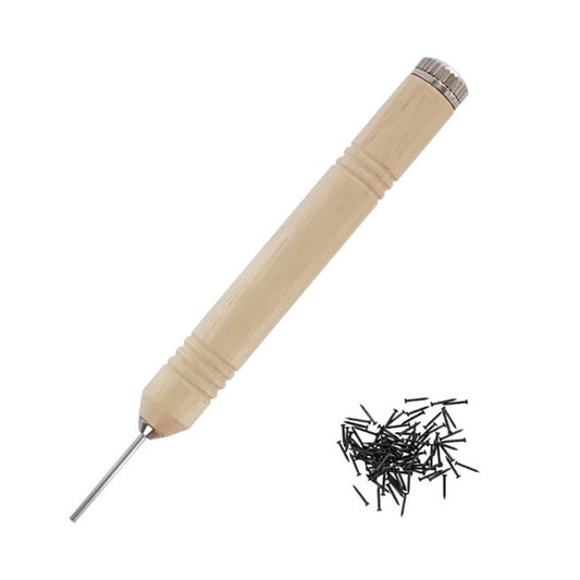 Model Maker Wooden-Handled Pin Pusher with 100 Black Pins MM024
