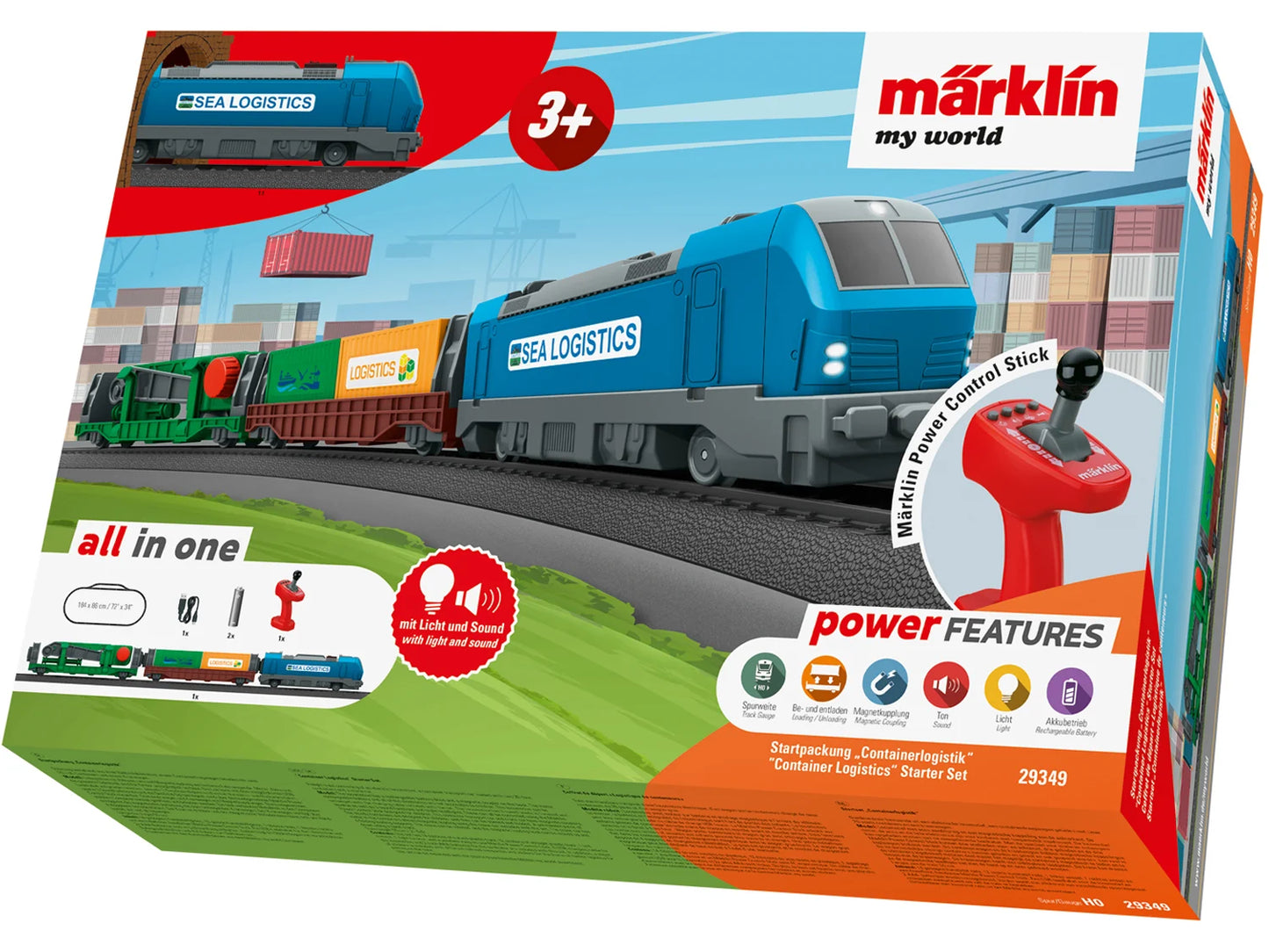 myWorld MyWorld Container Freight Train Set MN29349 HO Gauge