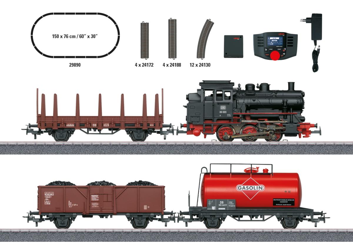 Marklin DB BR89.0 Steam Freight Starter Set III (~AC) MN29890 HO Gauge