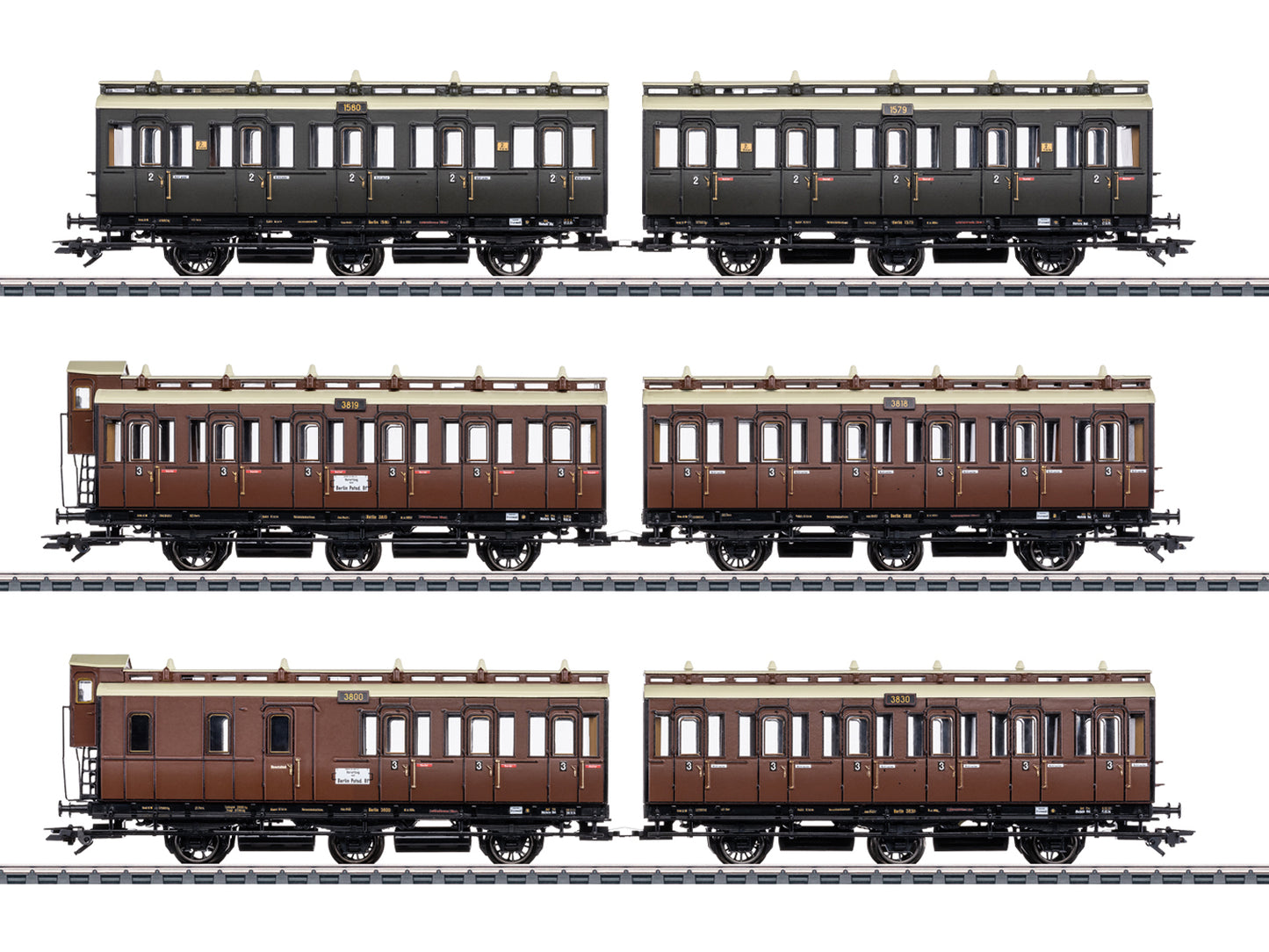 Marklin KPEV Compartment Coach Set (3 x Pairs) I MN42047 HO Gauge