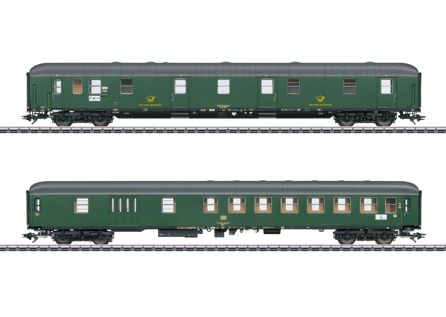 Marklin DBP mr-a/BDums273 Postal Coach Set (2) IV HO Gauge MN42850