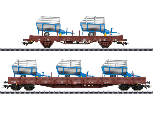 Marklin 46407 DBAG Stake Wagon Set (2) w/Agricultural Loads VI HO Gauge