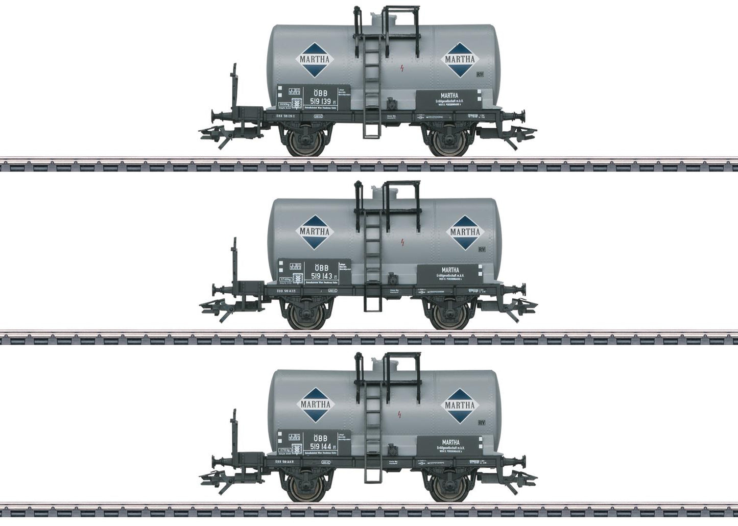 Marklin Martha 2 Axle Tank Wagon Set (3) III MN46755 HO Gauge