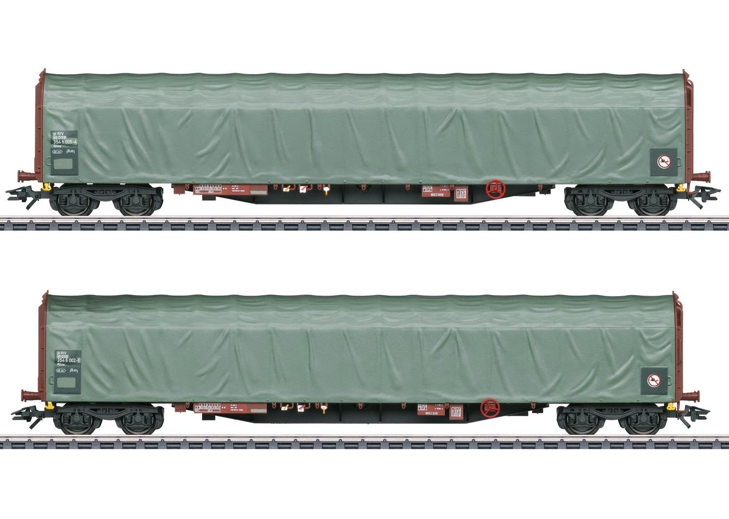 Marklin DSB Rilns Bogie Sliding Tarpaulin Wagon Set (2) V MN47114 HO Gauge