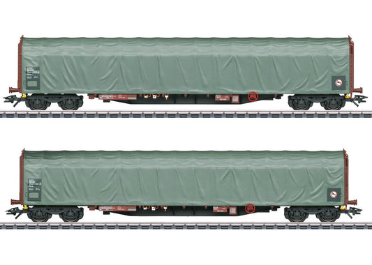Marklin DSB Rilns Bogie Sliding Tarpaulin Wagon Set (2) V MN47114 HO Gauge