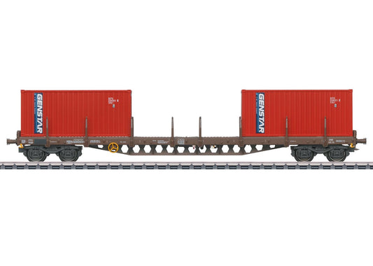 Marklin DSB Rs Bogie Flat Wagon w/Genstar Container Load V MN47157 HO Gauge