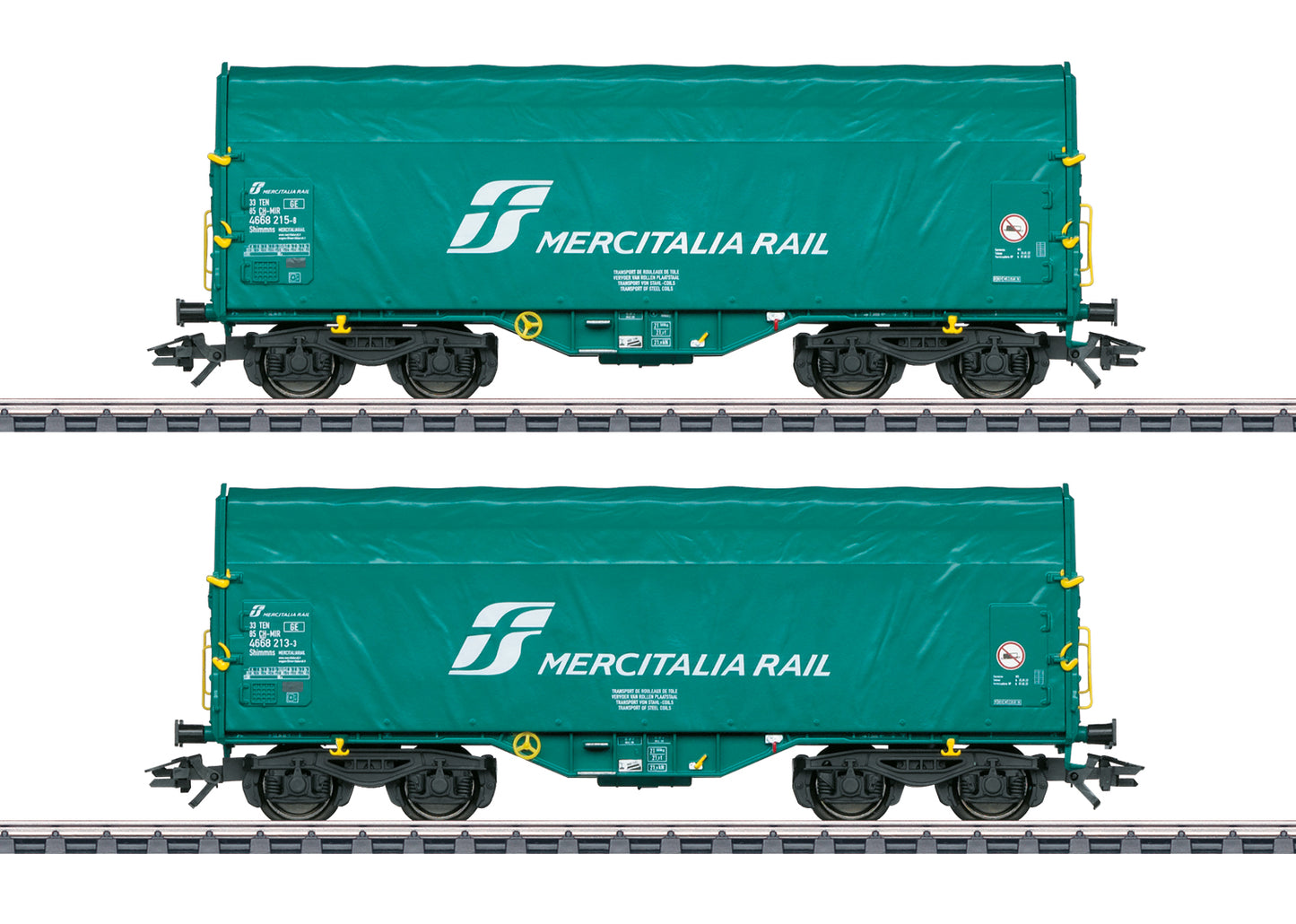 Marklin Mercitalia Rail Shimmns Sliding Tarapulin Wagon Set (2) VI HO Gauge MN47228