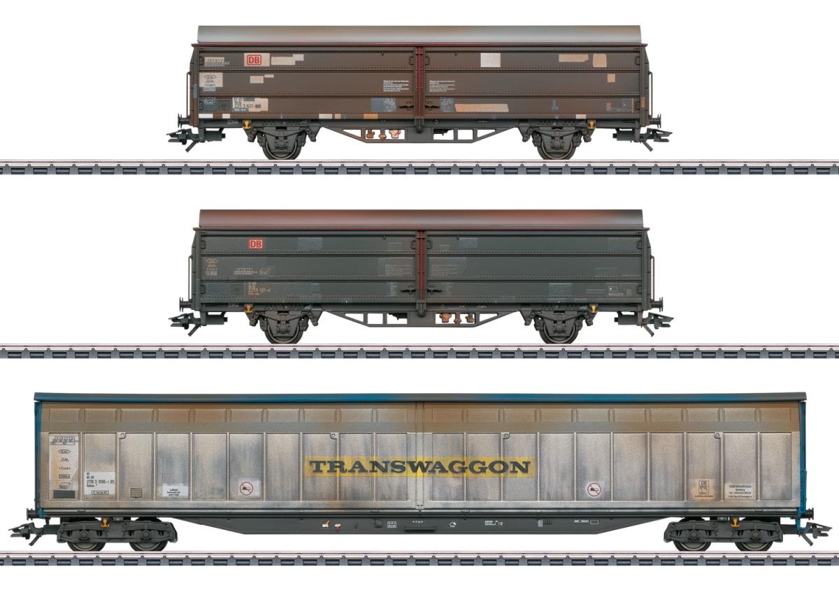 Marklin DBAG Hbis-ww299 Heavily Weathered Van Set (3) V MN47349 HO Gauge