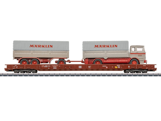 Marklin 47412 DB Saadkms690 Low Sided Wagon w/Marklin Truck Load IV HO Gauge