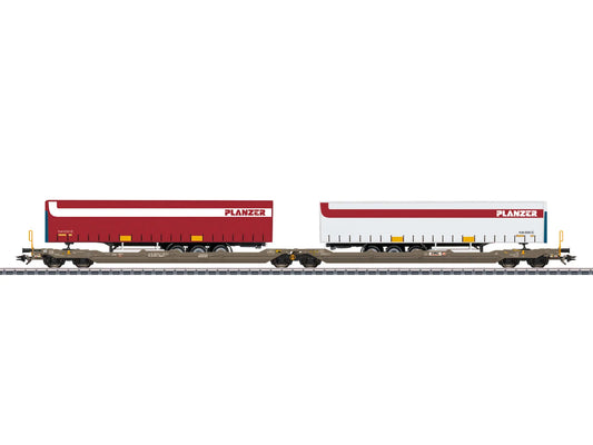 Marklin 47475 Hupac Sdggmrss (T3000e) Dbl Pocket Wagon Planzer Load VI HO Gauge