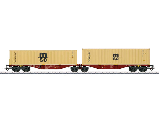 Marklin Touax Rail Sggrss80 Dbl Container Wagon MSC Containers VI 47816 HO Gauge