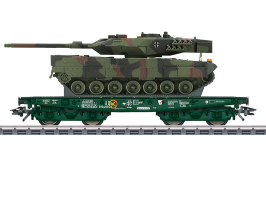 Marklin 48843 DBAG Rlmmps Flat Wagon w/Leopard 2A6 Tank Load VI HO Gauge