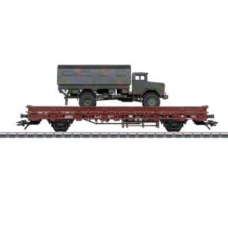 Marklin DB Rlmmps Heavy Duty Flat Wagon w/Tank Load IV MN48877 HO Gauge