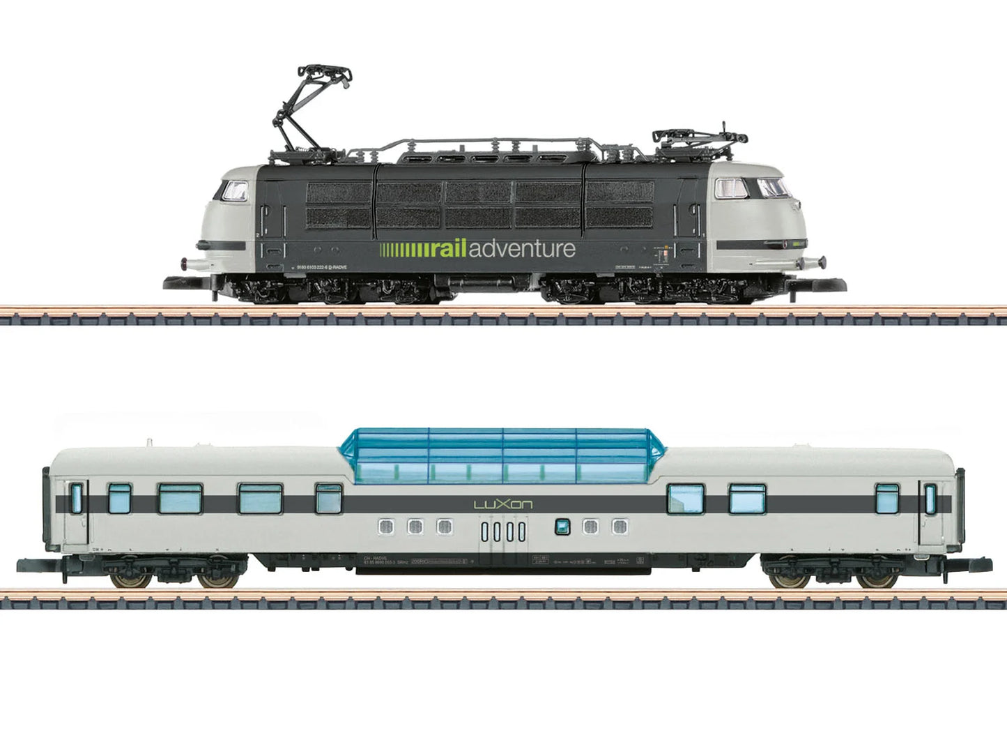 Marklin 81283 RailAdventure BR103 222-6 LUXON Dome Car Train Pack VI Z Gauge