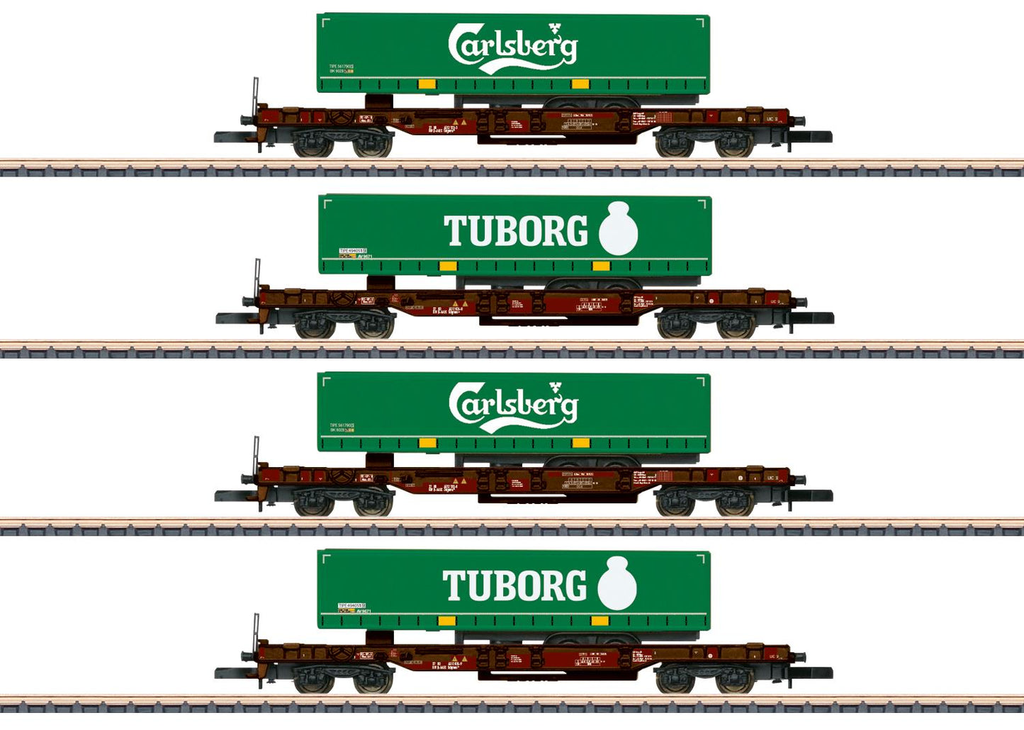 Marklin MN82290 AAE KLV Carlsberg/Tuborg Container Wagon Set (4) VI Z Scale