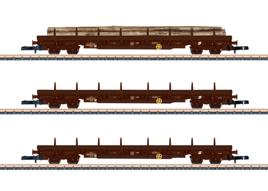 Marklin OBB Res3936 Bogie Stake Wagon Set (3) IV Z Gauge MN86684