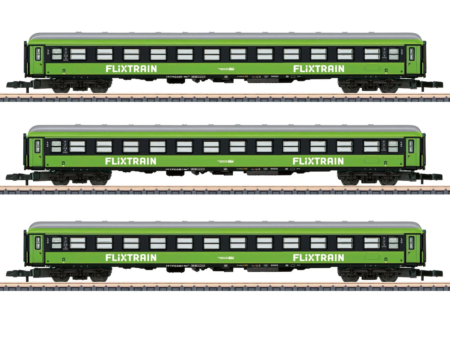Marklin FlixTrain 2nd Class Coach Set (3) VI MN87403 Z Gauge