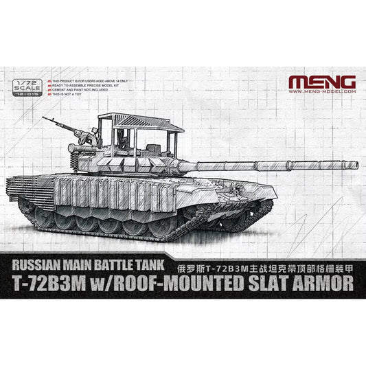 Meng 72-015 Russian MBT T-72B3M w/Roof-Mounted Slat Armour 1:72 Model Kit
