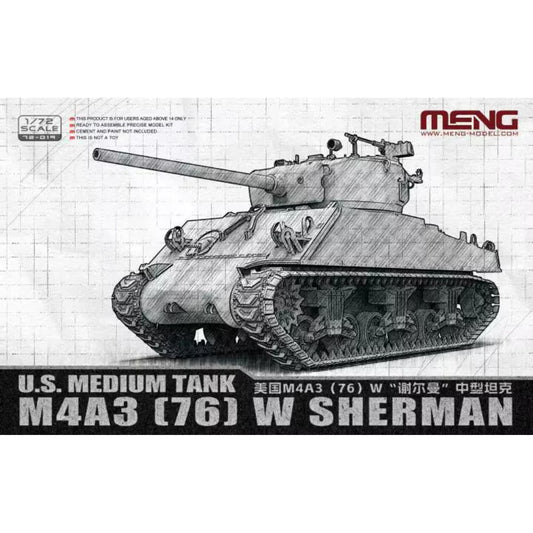Meng 72-019 U.S. Medium Tank M4A3 76(W) Sherman 1:72 Model Kit
