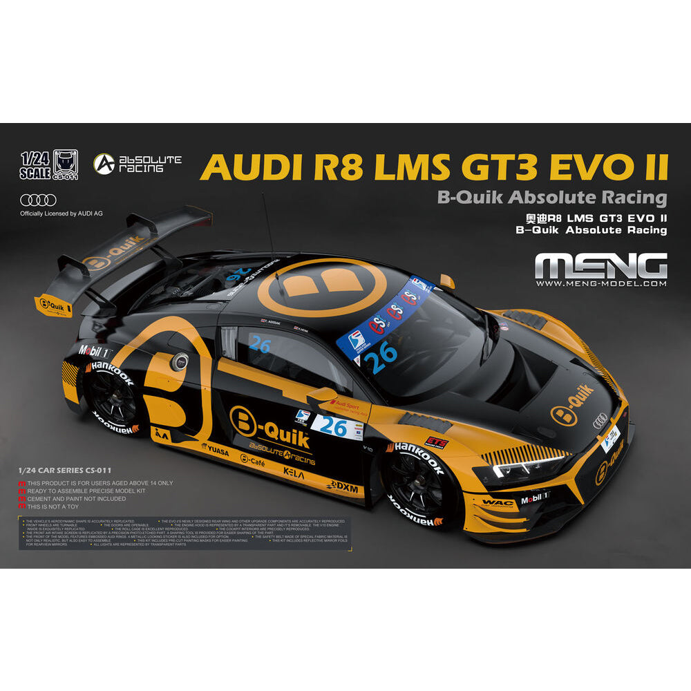 Meng CS-011 Audi R8 LMS GT3 EVO II B-Quik Absolute Racing 1:24 Model Kit