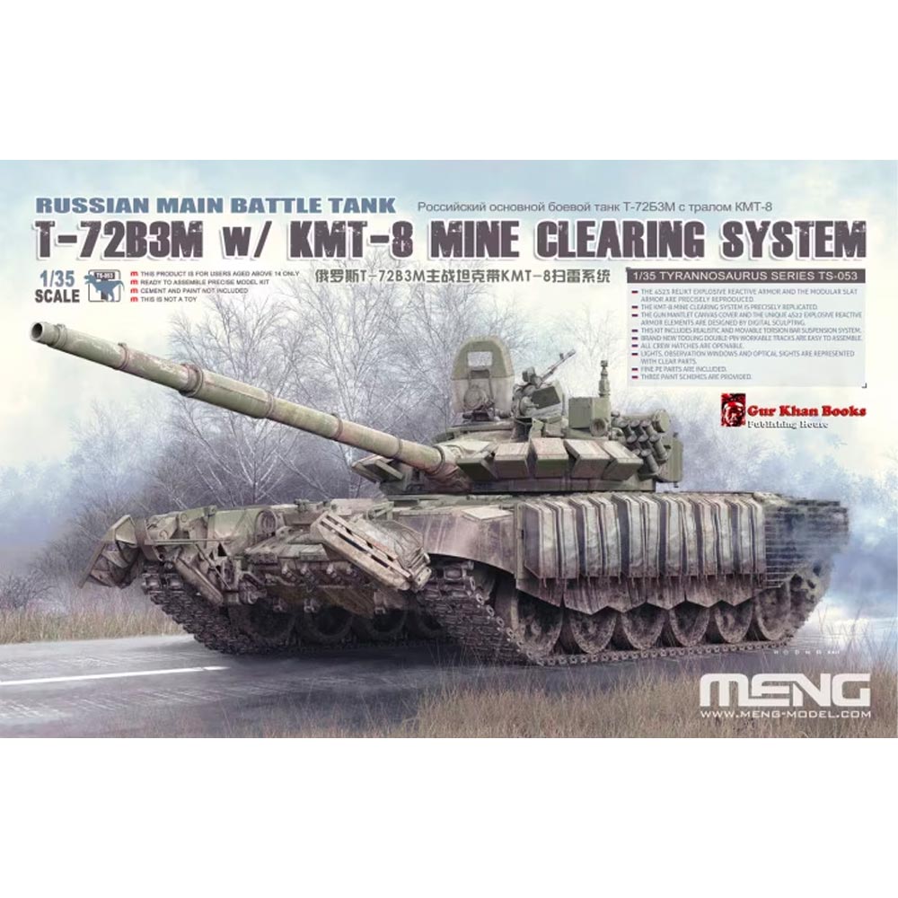 Meng Models TS-053 Russian T-72B3M Tank w/KMT-8 Mine Clearing 1:35 Model Kit