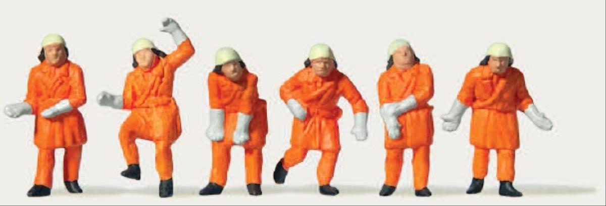 Merten 212579 Firemen (6) in Orange Uniform Figure Set HO