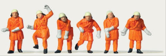 Merten 212579 Firemen (6) in Orange Uniform Figure Set HO