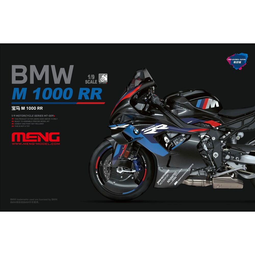 Meng MT-009s BMW M 1000 RR Motorbike Pre-colored Edition 1:9 Model Kit