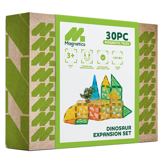Magnetics 30pc Dinosaur Magnetic Tile Building Expansion Set Toy Age 3+