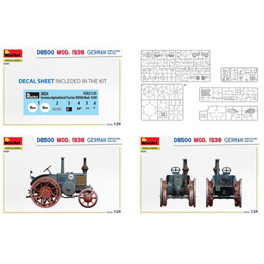 Miniart 24001 German Agricultural Tractor D8500 Mod. 1938 1:24 Model Kit