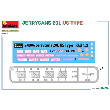 Miniart 24006 Jerrycans 20L US Type 1:24 Model Kit