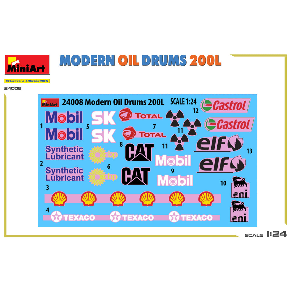 Miniart 24008 Modern Oil Drums 200L 1:24 Model Kit