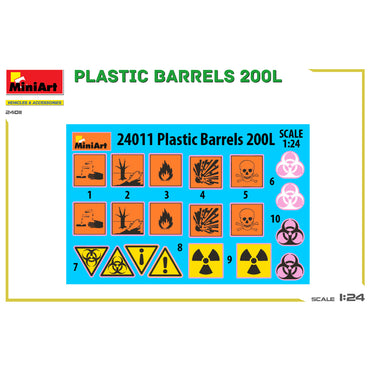 Miniart 24011 Plastic Barrels 200L (x6) 1:24 Model Kit