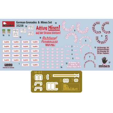 Miniart 35258 German Grenades & Mines Set 1:35 Model Kit