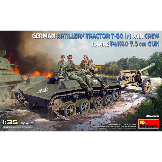 Miniart 35395 German Artillery Tractor T-60 w/Crew & Pak40 1:35 Model Kit