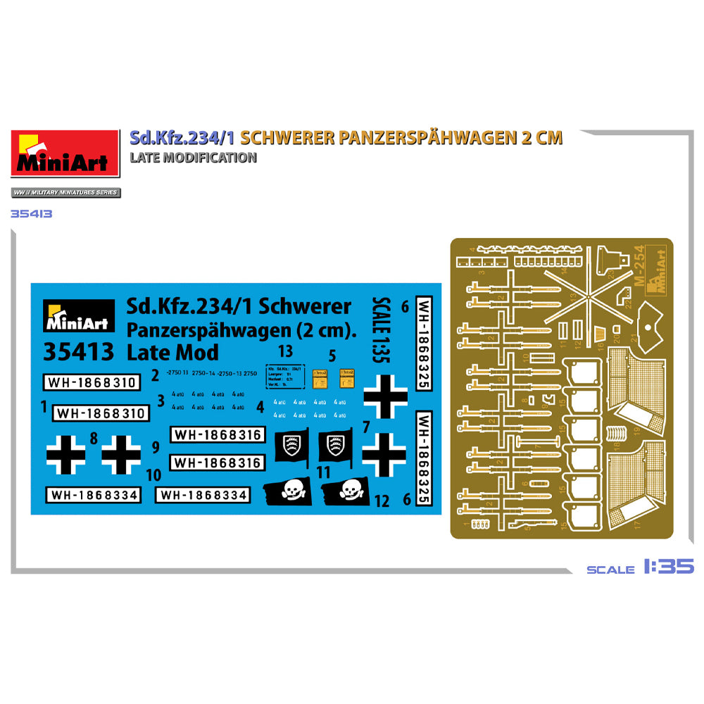 Miniart 35413 Sd.Kfz.234/1 Schwerer Panzerspahwagen Late Mod. 1:35 Model Kit